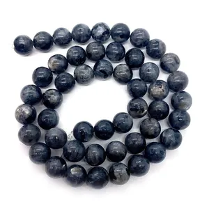 Polished natural black labradorite round stone beads for DIY jewelry making