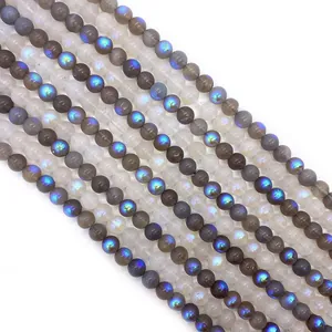 Polished natural labradorite beads with blue flash for DIY jewelry making 6-10mm