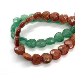 Hartvormige natuurstenen kralen van groene aventurijn en goudsteen voor DIY-sieraden maken