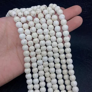 Polished white turquoise marble beads for DIY necklace and bracelet jewelry making
