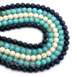 Polished 6mm to 10mm round natural stone beads for DIY jewelry making and bracelets