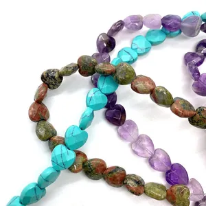 Gefacetteerde hartvormige amethist en turkoois kralen voor DIY-sieraden kettingen
