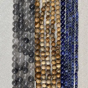 Perle Tonde in Pietra Naturale per la Creazione di Gioielli Fai da Te Agata India Diaspro Ossidiana Perle per Collane Bracciali Orecchini Accessori