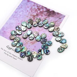 Natural teardrop abalone shell loose beads with rainbow iridescence for DIY jewelry