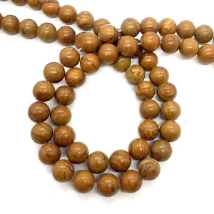 Perline tonde in pietra di diaspro paesaggio naturale per creazione gioielli DIY