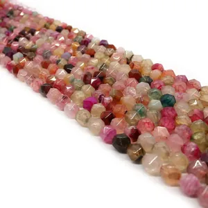 Faceted colorful dragon vein agate round beads for DIY jewelry and bracelet making