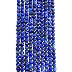 Perline Sfuse Tonde in Lapislazzuli Naturale Sfaccettate da 6mm Perline in Pietra Blu Profondo per Creazione Gioielli DIY