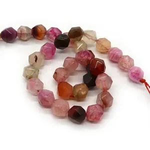 Faceted dragon vein agate beads in vibrant colors for DIY jewelry bracelet making