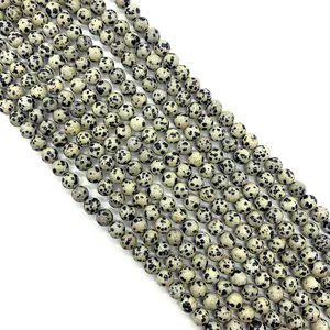 Natural Dalmatian Jasper round loose stone beads for DIY jewelry making and bracelets