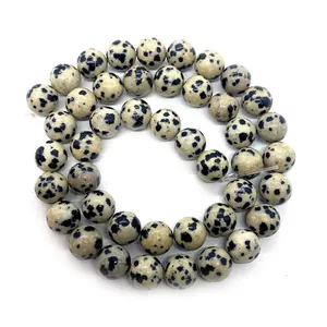 Natural round dalmatian jasper stone beads for DIY jewelry bracelets and necklaces