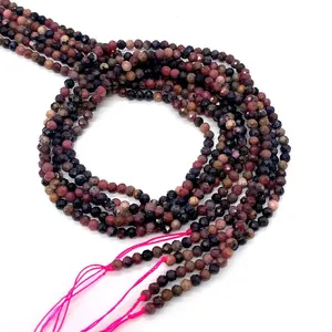 Faceted rhodonite natural stone round beads for DIY jewelry making in multi-color