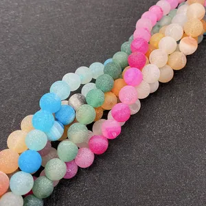 Macro detail of colorful matte agate round beads for DIY jewelry and bracelets