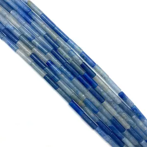 Strands of natural blue cylindrical lapis lazuli tube beads for DIY jewelry making