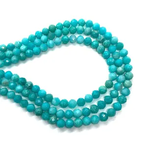 Cuentas talladas de amazonita de 6mm para la creación de joyas y collares DIY