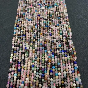 Macro view of multi-colored faceted natural stone beads for DIY jewelry crafting