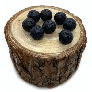 Natural Black Lava Stone Round Loose Beads For Jewelry Making DIY Bracelet Necklace Volcanic Rock Matte Porous Stone Accessory