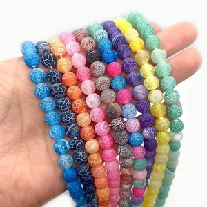 Natural weathered agate beads in vibrant multiple colors with unique dragon vein patterns