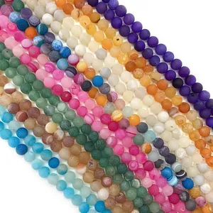 Matte natural agate beads in various vibrant colors for DIY jewelry making accessories