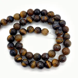 Polished natural tiger eye stone beads in spiral arrangement for DIY jewelry making