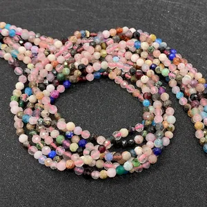 Macro shot of colorful faceted 2-4mm natural stone beads for DIY jewelry making crafts