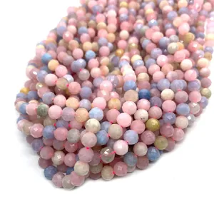 6mm faceted morganite stone beads for DIY jewelry necklaces and bracelets