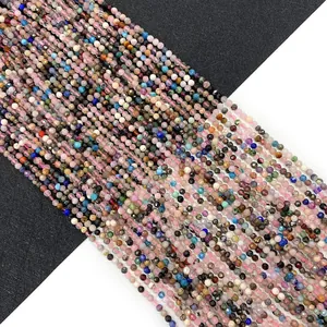 Faceted natural stone mixed color beads strings for handmade jewelry making