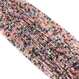 Faceted natural stone round beads in 2mm 4mm sizes for DIY jewelry making multicolor