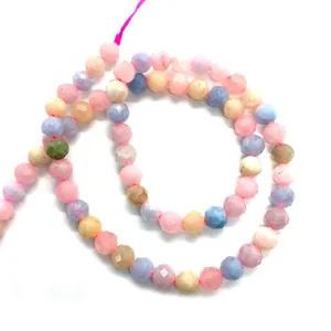 6mm faceted morganite beads for jewelry making in pastel macaron colors