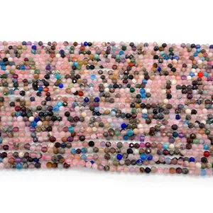 Faceted natural stone round beads in various colors for DIY jewelry making and crafts