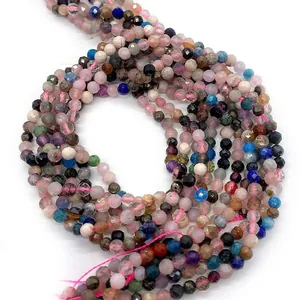 Faceted natural stone beads in assorted colors for DIY jewelry making and crafting