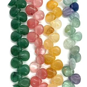 Natuursteen Druppel Losse Kralen 10x12mm Gefacetteerd Hartvorm Rozenkwarts Tijgeroog Malachiet DIY Sieraden Maken Accessoires
