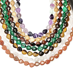 Various teardrop natural stone beads for DIY jewelry making necklaces and crafts