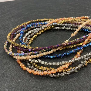 Macro shot of colorful irregular plated natural stone beads for DIY jewelry making