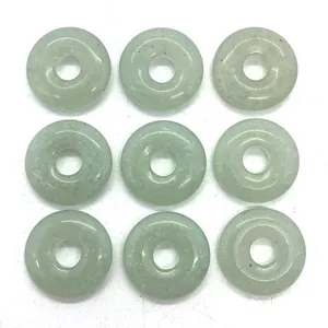 Natural green aventurine stone donut pendants for DIY jewelry making in 9 piece set