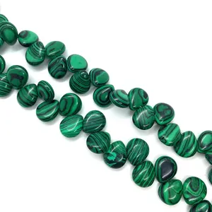 Perle a goccia in stile malachite, ciondoli in pietra naturale verde per gioielli DIY