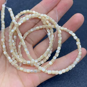 Perles carrées en coquillage naturel 3,5 mm pour bijoux DIY avec éclat de nacre