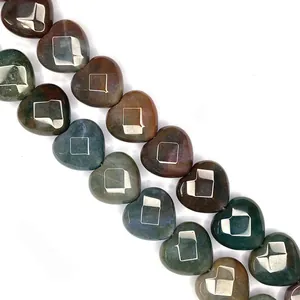 Natural heart-shaped gemstone beads in earth tones for DIY jewelry making