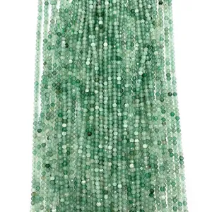 Perline Sfuse in Pietra Naturale di Avventurina Verde Sfaccettata Perline Distanziatrici Sfaccettate Tonde per la Creazione di Gioielli Accessori Fai da Te