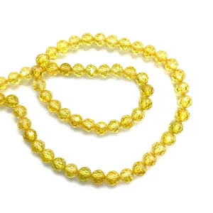 Perline rotonde in zircone giallo limone sfaccettato 2-4mm per creazione gioielli fai da te