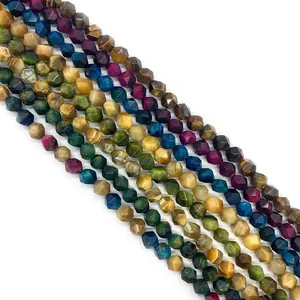 Perle in occhio di tigre naturale sfaccettato da 8mm in colori misti per gioielli