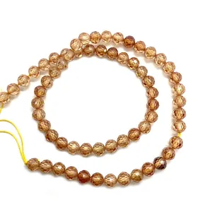 Perle in zircone ambrato sfaccettato 2-4mm su filo giallo per gioielli fai-da-te
