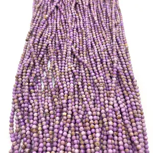 Natural Stone Faceted Purple Phosphosiderite Small Round Beads For DIY Jewelry Making Necklaces Bracelets Accessories