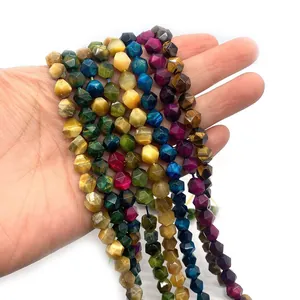Perle in pietra occhio di tigre sfaccettata da 8mm per gioielli DIY in vari colori