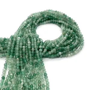 Perline rotonde sfaccettate in avventurina verde naturale per creazione gioielli