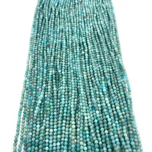 Natural Stone Amazonite Faceted Round Loose Beads For DIY Jewelry Making Handmade Necklace Bracelet Earrings Accessory Materials