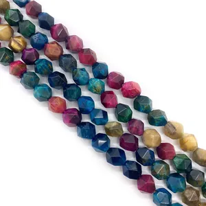 Perle sfaccettate da 8 mm in pietra occhio di tigre naturale colorata per gioielli fai da te