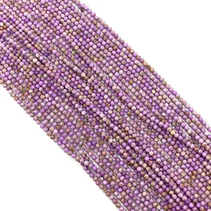 Natural purple faceted stone beads with brown spots for DIY jewelry making and accessories