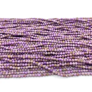 Natural purple faceted lepidolite stone beads for jewelry making and DIY projects