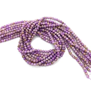 Natural purple lepidolite faceted round beads strands for DIY jewelry making