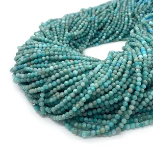 Faceted natural Amazonite round beads in 2mm 3mm 4mm sizes for DIY jewelry making